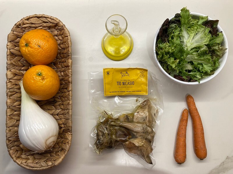 ensalada conejo escabeche naranja ingredientes